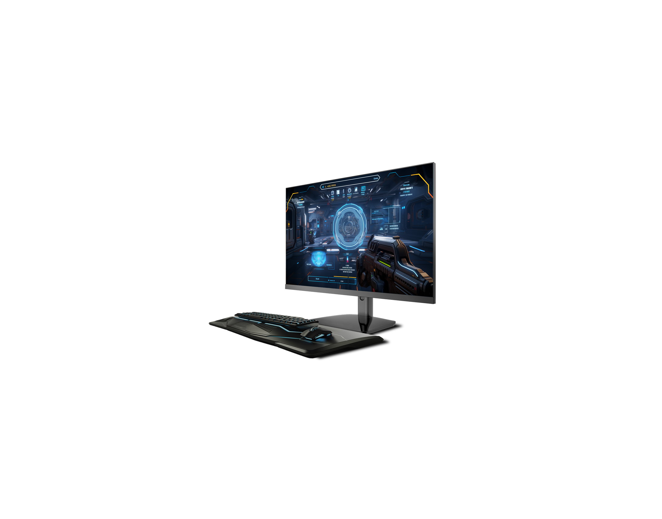 A 24 inch IPS Minifire X5G Gaming Monitor displays the gaming screen